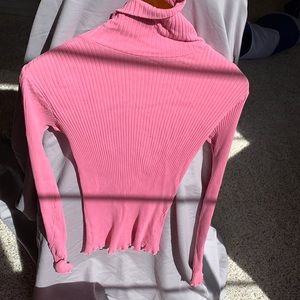 Pink rubbed, grilled turtleneck